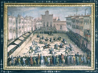Pferderennen auf der Piazza Santa Croce
